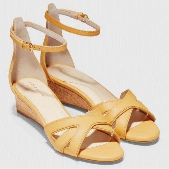 Cole Haan Anthropologie Hana Grand Cork Padded Leather Wedge Sandals  Size 6 - Picture 1 of 7